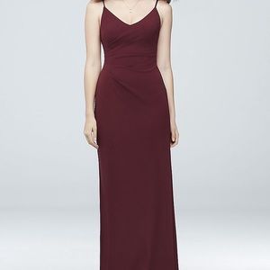 Scoopback Stretch Crepe Sheath Dress with Ruching